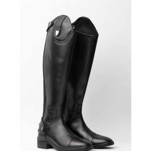 Botas de equitación largas con cremallera para hombre, de cuero auténtico marrón, con cordones, hasta la rodilla, para polo y equitación. - Product Image 1