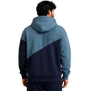 Sweat à capuche personnalisé pour homme, bleu marine, en molleton de coton épais, avec blocs de couleur et broderies, style streetwear, fabricant de marque privée - Product Image 2