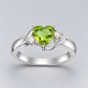<b>Peridot</b> Quartz Heart <b>Ring</b> 925 Sterling Silver Rose <b>Gold</b> Wholesale Green Gemstone Jewelry Handmade Custom Bohemian Style <b>Ring</b> - Product Image 1