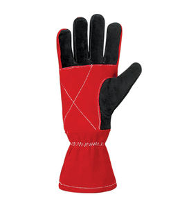 Gants de soudage en cuir fendu noir - Gants de protection longs en cuir de vachette véritable pour le travail et la soudure - Product Image 3