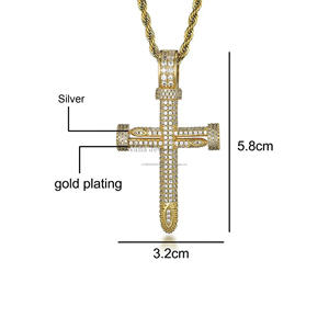 Colgante de Moissanita Personalizable al por Mayor para Hombre, Diseño Elegante, Chapado en Oro y Plata, Corte Brillante, 5.8 cm de Largo, 3.2 cm de Ancho - Product Image 5