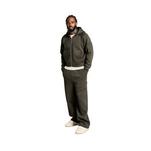 Conjunto de Sudadera Oversize de Felpa Francesa y Pantalones de Chándal de Pierna Recta, Estilo Urbano con Cremallera Personalizada, Lavado Ácido de Alta Calidad, 100% Algodón para Hombre, Ideal para Invierno - Product Image 4