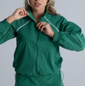 Wholesale <b>Men</b> <b>White</b> Piping Windproof Waterproof Eco-Friendly Winter Crop <b>Jacket</b> Set Vintage Nylon Zip Athletic Track <b>Jacket</b> - Product Image 2