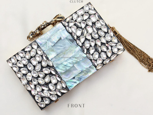 Diseño clásico hecho a mano con cuentas perla noche bolso de mano directo de fábrica al por mayor para fiestas de boda madre perla patrón de piedra - Product Image 2