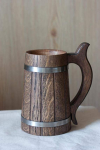 Handmade Wooden <b>Beer</b> Mug Dragon Handle Vintage Style Bar Accessory Classic Design Men Eco-Friendly CE Certified Microwave Lid AL - Product Image 1