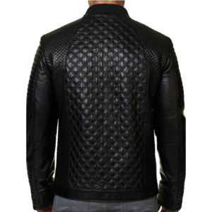 Chaqueta de Cuero PU Negra para Hombre, Cuello Alto, Cierre de Cremallera, Impermeable, Estilo Motero, Corte Ajustado, Largo Regular, Personalizable - Product Image 6