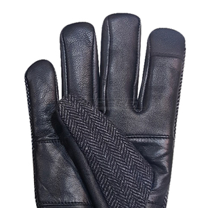 Gants en cuir noir tweed à motif sergé, longueur poignet, pour homme, mode, taille personnalisée OEM, élégants, haut de gamme, pour temps froid - Product Image 5