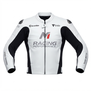Men’s Cowhide Leather <b>Racing</b> <b>Jacket</b>/Chaqueta MotoCP Style CE Level 2 Armor Motorcycle Track Riding Protective Gear CE - Product Image 1