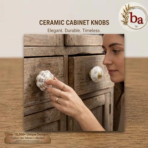 Tiradores de Cerámica Pintados a Mano en Oro Marroquí para Gabinetes y Cajones, Diseño Industrial, Duraderos, Ecológicos, para Cocina y Dormitorio - Product Image 2