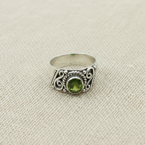 925 Sterling Silver <b>Peridot</b> <b>Ring</b> Vintage Filigree Floral Design Rose Gold Yellow Gold Plated Handmade Boho Statement Jewelry - Product Image 1