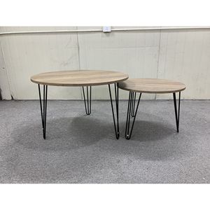 27.56 <b>Round</b> <b>Nesting</b> <b>Coffee</b> <b>Table</b> Set of 2 Durable Wood Top Sturdy Metal Base Circular <b>Nesting</b> End <b>Table</b> Liv's Home Furniture - Product Image 4