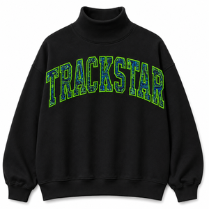 เสื้อสเวตเชิ้ตคอเต่าสีดำ Trackstar พร้อมลายตัวอักษร Lime Circuit แขนยาว สำหรับคอลเลกชันเสื้อผ้าขายส่ง - Product Image 1