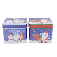 Offre directe d'usine Conteneurs en étain personnalisés Boîte en fer blanc de forme carrée Petite boîte en fer blanc Emballage pour Noël