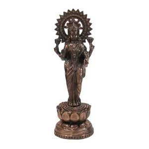 Hot Selling Aluminum Statue Laxmi Copper Finished Handcrafted Metal Copper Finished Standing Laxmi Statue Regular Gift Item