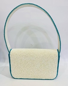 Sac à main en lin imperméable de luxe, forme selle, orné de perles, avec fermeture à rabat, fait main, pour femme, usage quotidien, capacité jusqu'à 1L - Product Image 4