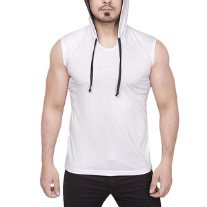 Camiseta sin mangas con capucha para hombre, de algodón y elastano, cuello redondo, estilo musculoso, con un solo botón, cordón ajustable, transpirable, de secado rápido, de alta calidad. - Product Image 5