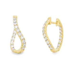 Pendientes de Aro Pequeños con Diamantes Cultivados en Laboratorio de Corte Redondo Personalizados, Engastados en Pavé, Curvos, Minimalistas, de Oro Sólido de 14K, Venta al por Mayor - Product Image 6