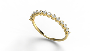 Anillo de media eternidad delicado y apilable con diamantes cultivados en laboratorio de corte brillante redondo, chapado en oro de 18K y 14K, con diseño festoneado y engaste compartido. - Product Image 2