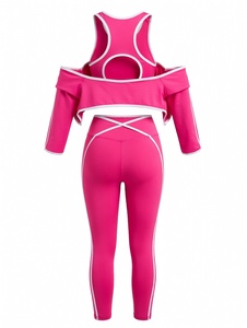 Customized Colors Elastic Wholesale Women's 3-Piece Solid Front Logo Active Wear <b>Yoga</b> <b>Set</b> Gym Workout Fitness Spandex/Nylon - Product Image 2