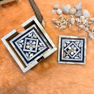 Wholesale Luxury 4-Piece Coaster Set Eco-Friendly Rectangle Mother Pearl Latest Design Home Office Restaurant <b>Kitchen</b> <b>Mat</b> Pads - Product Image 4