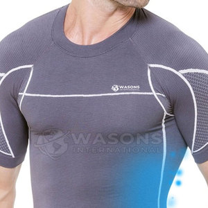<b>Men</b> Regular Fit Compression T-Shirt Knitted Breathable <b>Stretch</b> Quick Dry Running Gym Workout Activewear Training Top - Product Image 4