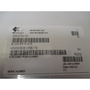Placa Bloqueadora para Cabezal de Ducha ISA CLEANPART 233-2700-41 - Equipos y Piezas Semiconductores de Confianza de Marca Global - Product Image 1