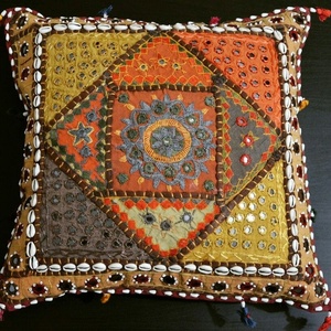 ปลอกหมอนอิงผ้าฝ้ายทรงสี่เหลี่ยมทำด้วยมือสไตล์อินเดียประดับลูกปัดงานเย็บปะตกแต่งวินเทจตกแต่งบ้านห้องนั่งเล่นโรงแรม - Product Image 2