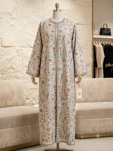Natural Cotton Knitted Embroidered With Paisley Pattern Pattern Base Material For Women Ethnic Jacket <b>Bridal</b> Lehenga <b>Abaya</b> - Product Image 3