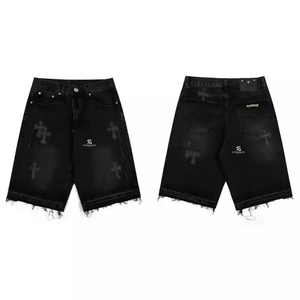 Shorts en jean déchiré pour homme, en coton délavé, longueur genou, style streetwear décontracté, avec poches, collection été 2026 - Product Image 1