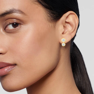 Georgian Cut Down Diamond Dangle Earrings Round Lab Grown Drop Earrings Vintage Style Round Diamond Earrings Gold Bridal Jewelry - Product Image 2