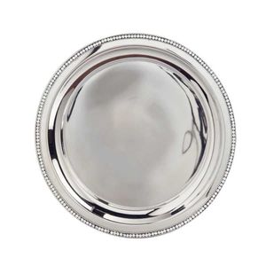 Assiette de Présentation Premium Argentée Perlée Effet Miroir en Métal – Vente en Gros pour Décoration de Mariage et Sous-assiettes Élégantes - Product Image 1