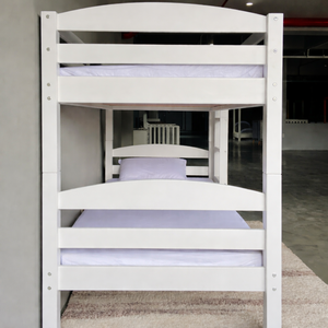 Lit superposé blanc minimaliste personnalisable, meubles de chambre à coucher en bois sur mesure pour enfants - Product Image 6