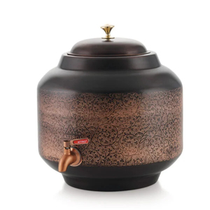 Pure <b>Copper</b> Water Dispenser Designer Black Graphite Barrel Design Matka For Ayurvedic Health Benefit Food Grade <b>Copper</b> Drink Pot - Product Image 4
