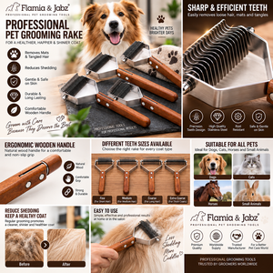 Rastrillo Desenredante de Acero Inoxidable con Mango de Madera para Perros y Gatos de Pelaje Grueso, Herramienta de Peluquería Canina para Dueños de Mascotas - Product Image 6