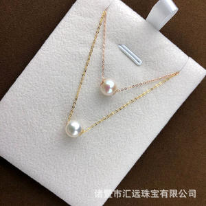 Collier à maillons de clavicule pour femme en or 18 carats avec pendentif en perle d'eau douce naturelle, cadeau gratuit pour petite amie - Product Image 2