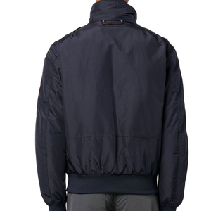 Blouson bomber bleu marine pour homme, col montant, fermeture éclair, coupe-vent, décontracté, en polyester, coupe classique, pour l'automne - Product Image 4