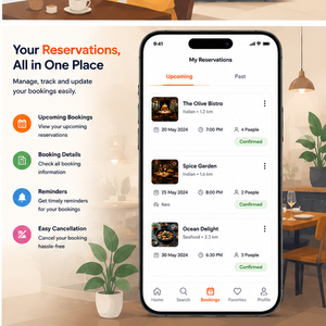 Aplicación Móvil Inteligente para Reservas de Restaurantes, Reserva de Mesas para Clientes, Gestión de Lista de Espera, Disponibilidad en Tiempo Real, Android iOS - Product Image 4