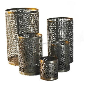 Home Decorative Round Iron Votive <b>Candle</b> <b>Holders</b> Set Of 5 Pcs With <b>Black</b> Powder Coating Finished For Lighting Decor - Product Image 1
