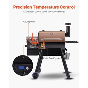 Parrilla Eléctrica de Pellets de Madera 8 en 1 con Pantalla LCD, Ahumador con Área de Cocción de 575 Pulgadas Cuadradas, Parrillas para Barbacoa al Aire Libre - Product Image 3