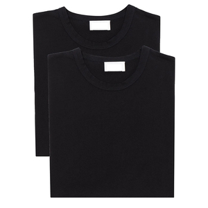 T-shirt en coton noir à manches courtes et col rond pour homme, coupe classique, style décontracté, jersey tricoté, couleur unie, teinture unie - Product Image 3