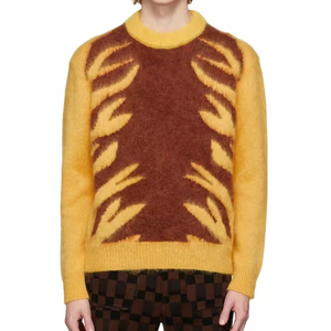 High Quality Breathable Anti-shrink Quick Dry Men Oversized Acrylic Wool Knit Pullover Sweater Digital Printed Letter Pattern - Product Image 3