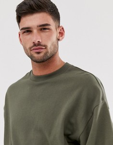 เสื้อสเวตเชิ้ตคอกลมสีเขียวมะกอกสำหรับผู้ชาย ทรงปกติ ผ้าถักเนื้อคอตตอน สวมใส่สบายๆ สำหรับฤดูใบไม้ร่วง - Product Image 3