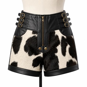 Shorts en cuir de vachette pour femmes, cuir de vachette de qualité supérieure, taille haute, chic, mode décontractée, streetwear, shorts de boutique, fabrication OEM personnalisée - Product Image 3