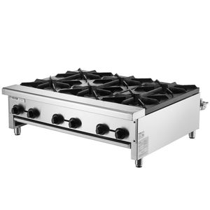 Fornello da Banco Commerciale in Acciaio Inox con 6 Bruciatori a Gas, Piastra Riscaldante a Propano/Gas Naturale, Attrezzatura da Cucina Professionale - Product Image 1