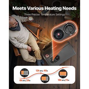 Stufa a Gas Propano da 6000 a 18000 BTU con 3 Modalità di Regolazione della Temperatura e Protezione Antiribaltamento, Radiatore per Garage e Patio - Product Image 4