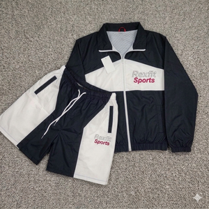 Rexfit Sports Private Label Mens Nylon Sports Tracksuit Reflective <b>Jacket</b> <b>Short</b> Set Tracksuit Set Wholesale - Product Image 6