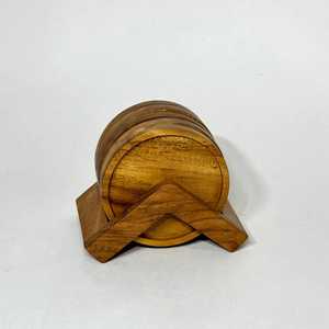 Handcrafted Teak Wood Coaster Set Triangular Holder Natural Design <b>Kitchen</b> <b>Accessory</b> Dining Table Drink Protection Water Resist - Product Image 6