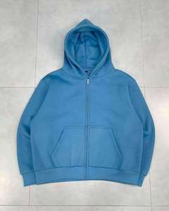 Men's <b>Hooded</b> <b>Zip</b>-Up Half White Sweatshirt Regular Fit Solid Color Casual Autumn Wear - Product Image 2