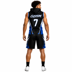 Custom 7v7 Football Uniform Sleeveless Hooded Jersey Shorts | Heat-Transfer Printed Breathable Flag Football Team Wear | - Product Image 3