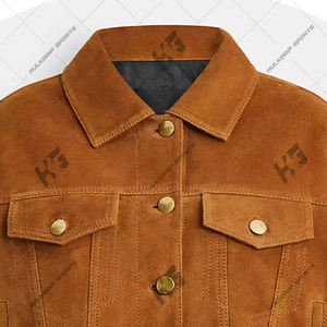 Chaqueta Bomber Regular de Piel de Oveja Marrón para Hombre con Cierre de Cremallera, Bolsillos en el Pecho, Impermeable, de Secado Rápido, Diseño con Capucha para Primavera - Product Image 2